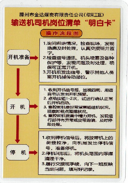 金達煤礦推廣使用安全生產崗位“明白卡”